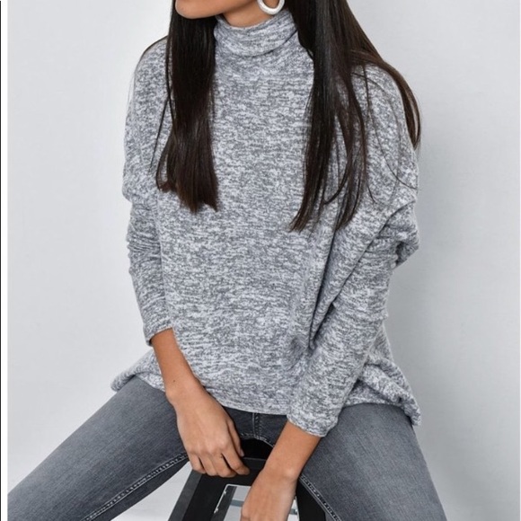 NWT Milan Kiss soft gray heather turtleneck mock neck sweater - Picture 2 of 11